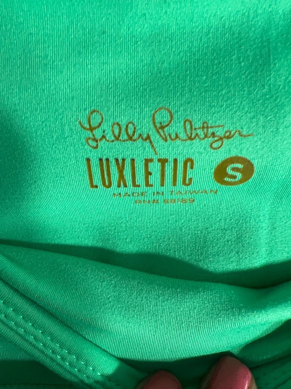 Lilly Pulitzer Luxletic S UPF 50+ Logo Weekender High- rise Leggings Green NWOT - Picture 3 of 4